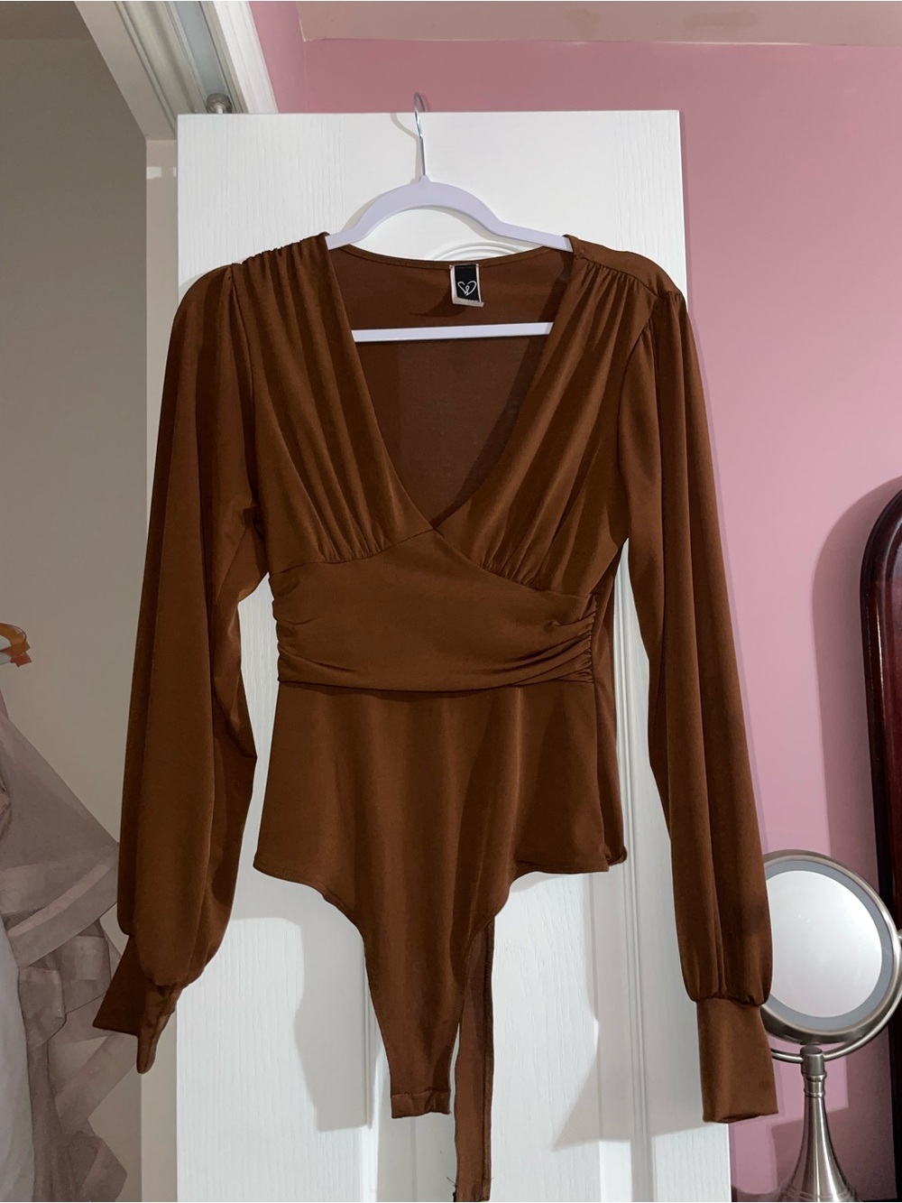 Windsor Brown Long-Sleeve V-Neck Bodysuit